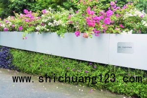 种有各种各样花草的生态植被砖绿墙