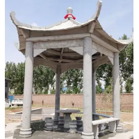 别墅大型花岗岩石凉亭可定制小区庭院休闲石雕亭子宇岩